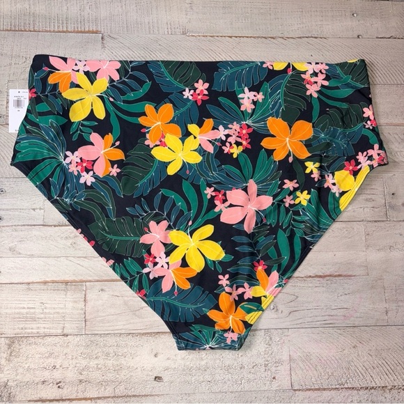 Old Navy Women's Size 3X Black Tropical High-Rise Classic Bikini Swim Bottom - Picture 8 of 13